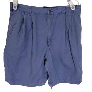 Chaps Ralph Lauren Mens Size 34 Blue 100% Cotton Chino Shorts 8" Inseam Dadcore